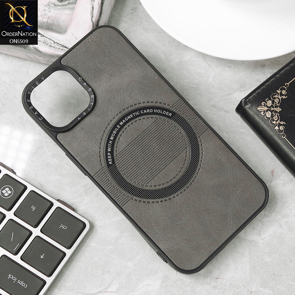 iPhone 14 Cover - Gray - New PU Leather Soft Silicone WIth Magnetic