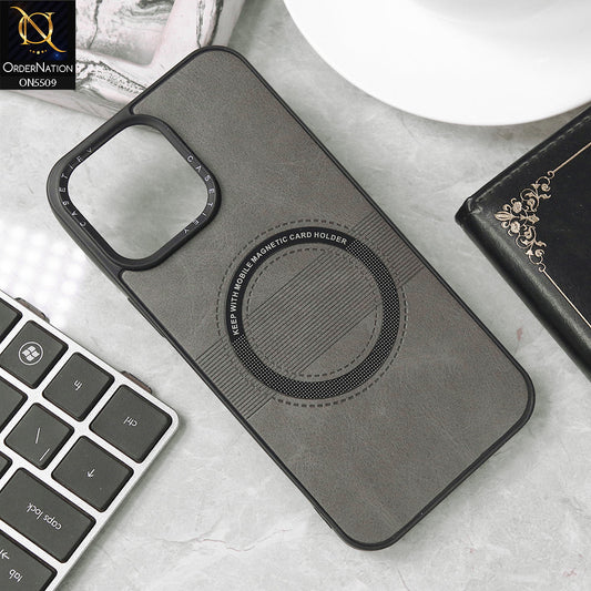 iPhone 14 Pro Max Cover - Gray - New PU Leather Soft Silicone WIth Magnetic