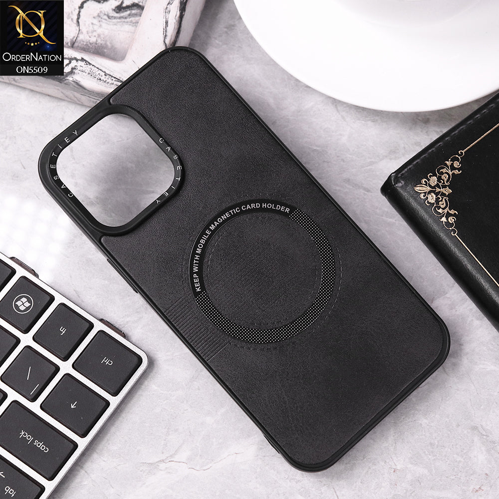 iPhone 15 Pro Max Cover - Black - New PU Leather Soft Silicone WIth Magnetic