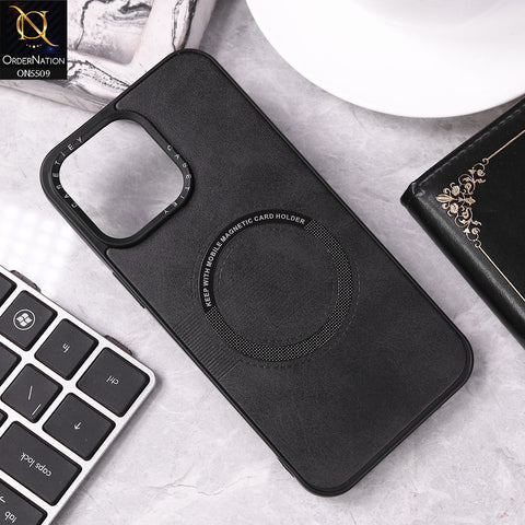 iPhone 15 Pro Max Cover - Black - New PU Leather Soft Silicone WIth Magnetic