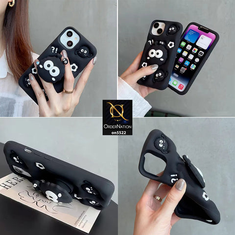 iPhone 16 Pro Max Cover - Black - Morbido 3D Cute Cartoon Pop Stand Soft Protective Case