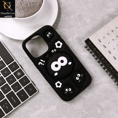 iPhone 16 Pro Cover - Black - Morbido 3D Cute Cartoon Pop Stand Soft Protective Case