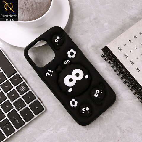 iPhone 16 Pro Max Cover - Black - Morbido 3D Cute Cartoon Pop Stand Soft Protective Case