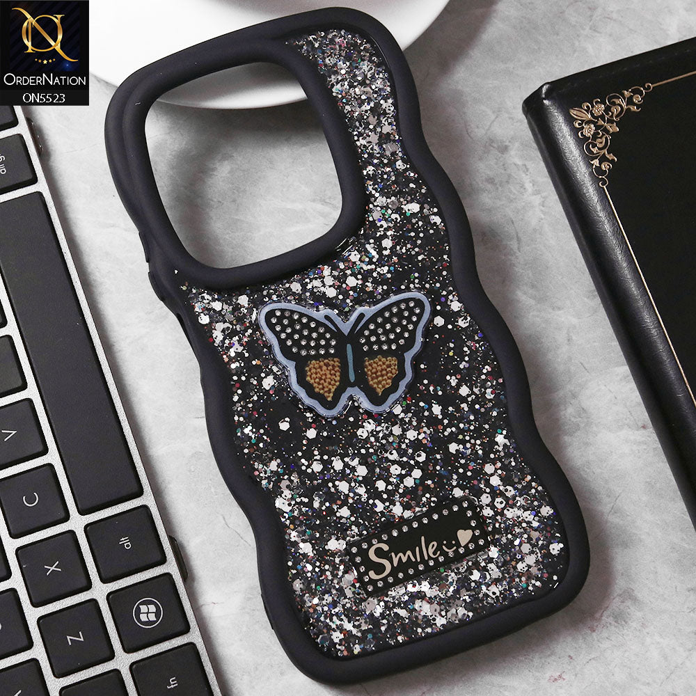 Infinix Smart 8 Cover - Black - New Premium Smile Glitter Soft Case