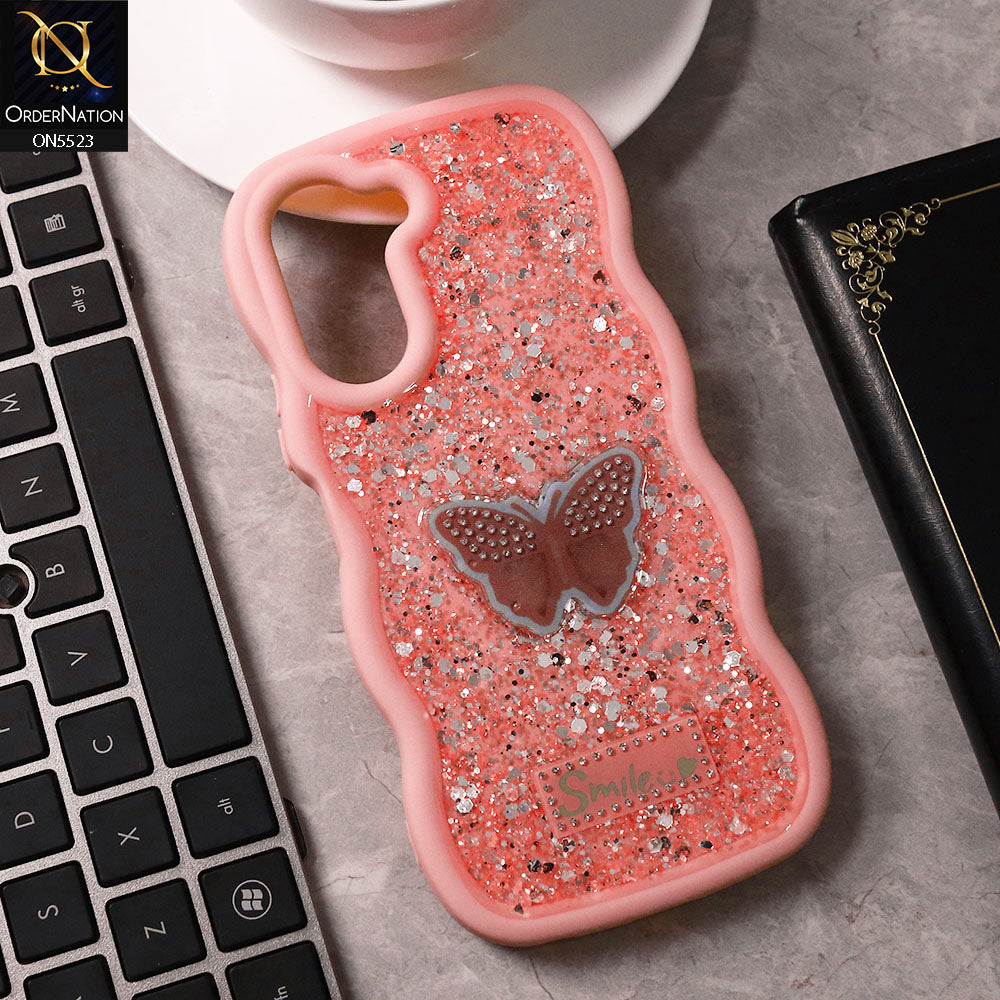 Vivo Y03 Cover - Pink - New Premium Smile Glitter Soft Case