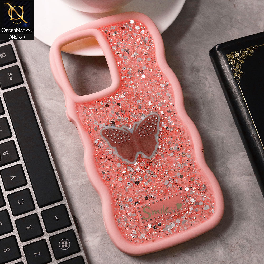 Vivo Y33s Cover - Pink - New Premium Smile Glitter Soft Case