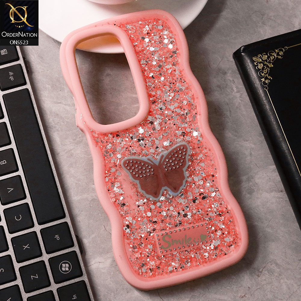 Vivo Y300 Cover - Pink - New Premium Smile Glitter Soft Case