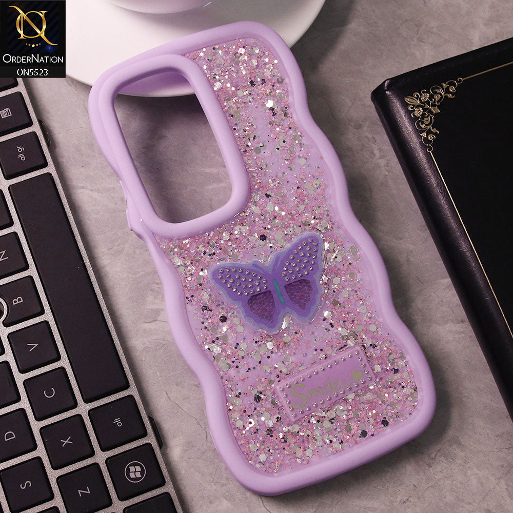 Vivo V40 Lite (IDN) Cover - Purple - New Premium Smile Glitter Soft Case