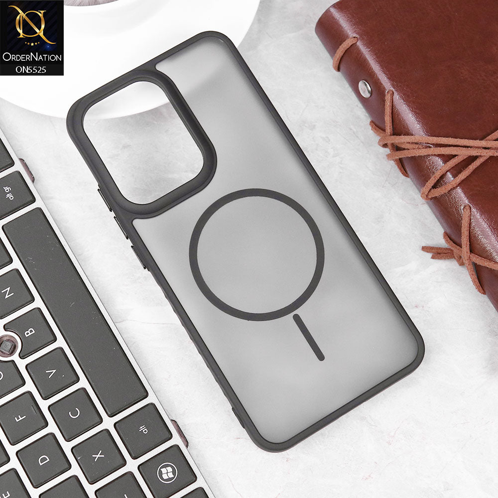 Xiaomi Redmi 13C Cover - Black - New Premium Semi Transparent Magsafe Style Print Case (Magsafe Dose Not Work)