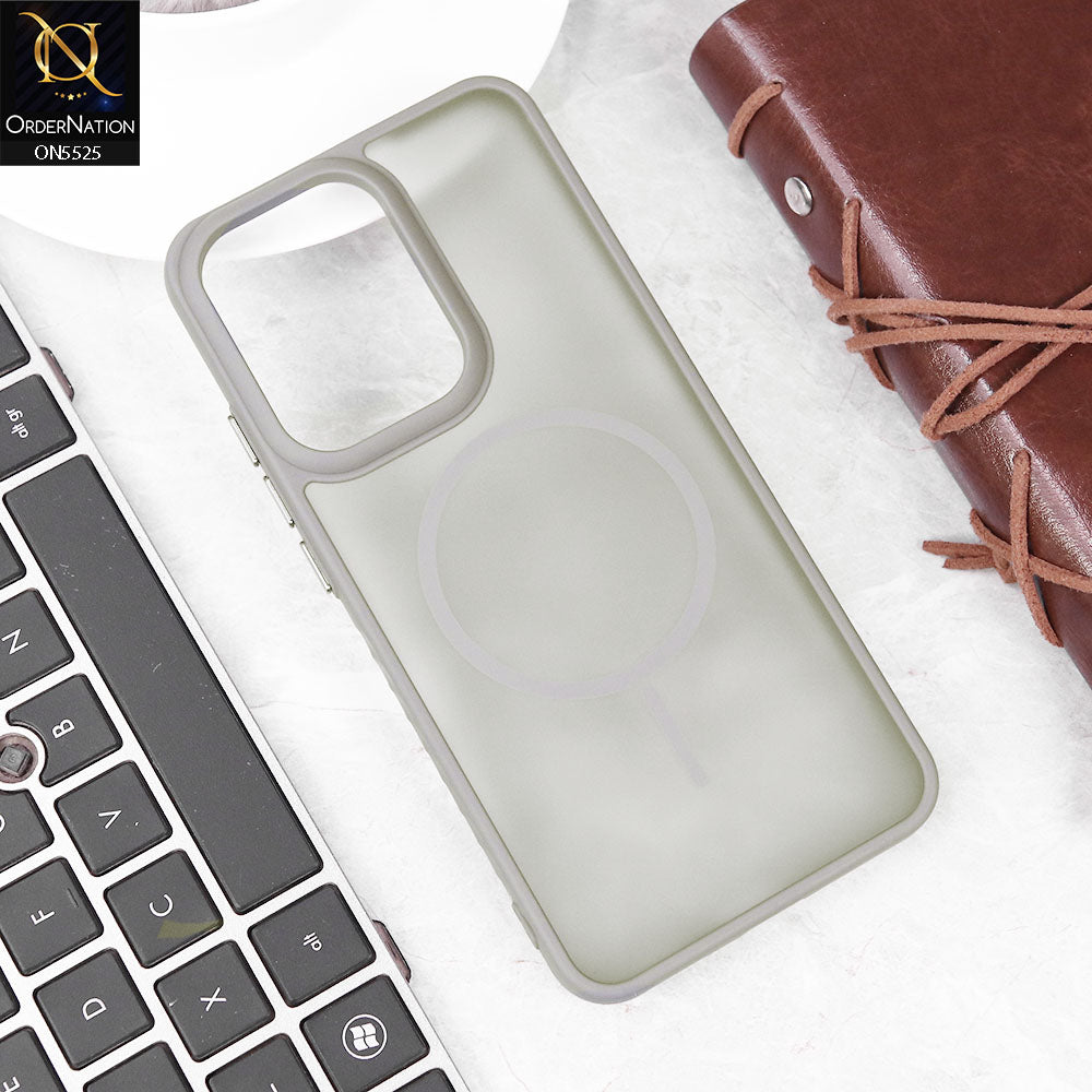 Xiaomi Redmi 13C Cover - Gray - New Premium Semi Transparent Magsafe Style Print Case (Magsafe Dose Not Work)