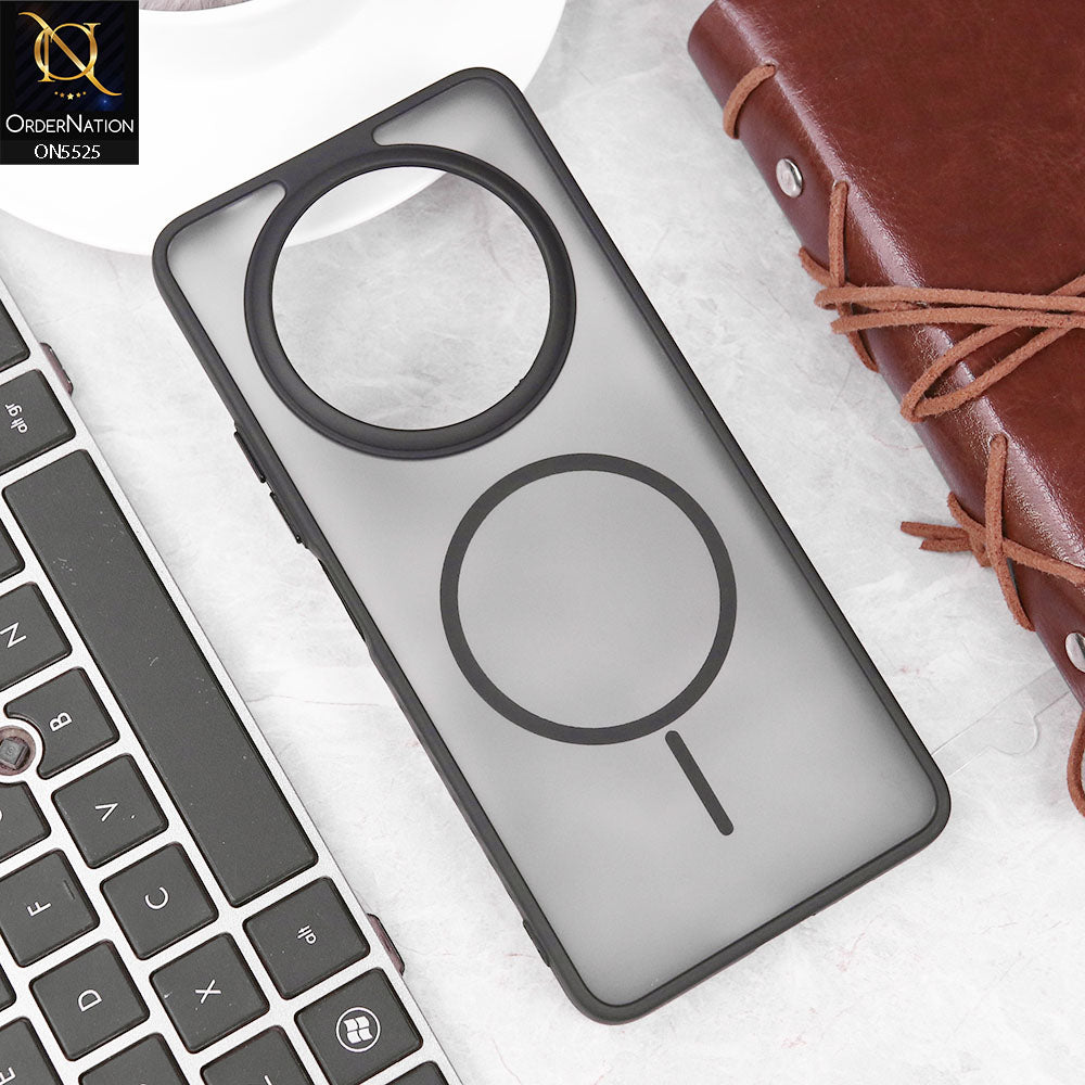 Xiaomi Redmi A3 Cover - Black - New Premium Semi Transparent Magsafe Style Print Case (Magsafe Dose Not Work)