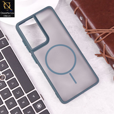 Samsung Galaxy S21 Ultra Cover - Blue - New Premium Semi Transparent Magsafe Style Print Case (Magsafe Dose Not Work)