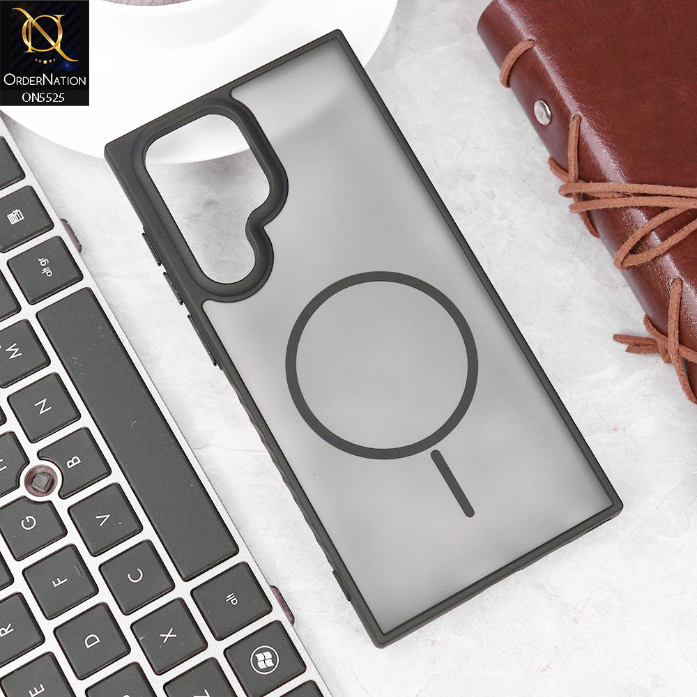 Samsung Galaxy S24 Ultra Cover - Black - New Premium Semi Transparent Magsafe Style Print Case (Magsafe Dose Not Work)