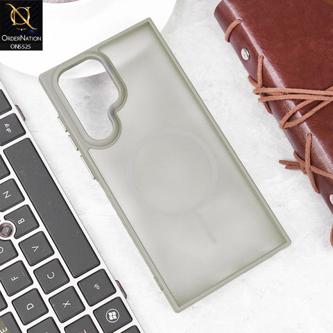 Samsung Galaxy S24 Ultra Cover - Gray - New Premium Semi Transparent Magsafe Style Print Case (Magsafe Dose Not Work)