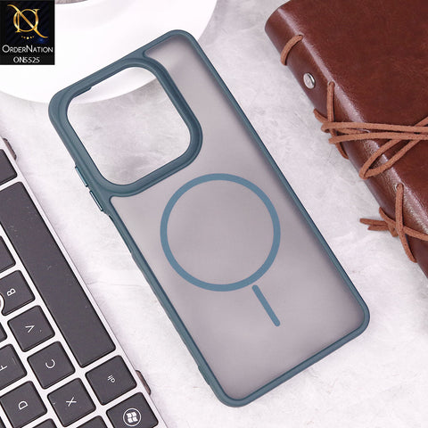 Itel P55 4G Cover - Blue - New Premium Semi Transparent Magsafe Style Print Case (Magsafe Dose Not Work)