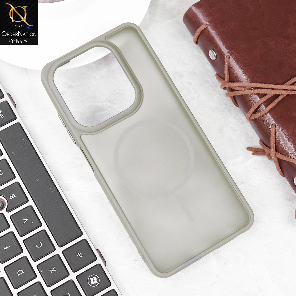 Infinix Smart 8 Pro Cover - Gray - New Premium Semi Transparent Magsafe Style Print Case (Magsafe Dose Not Work)