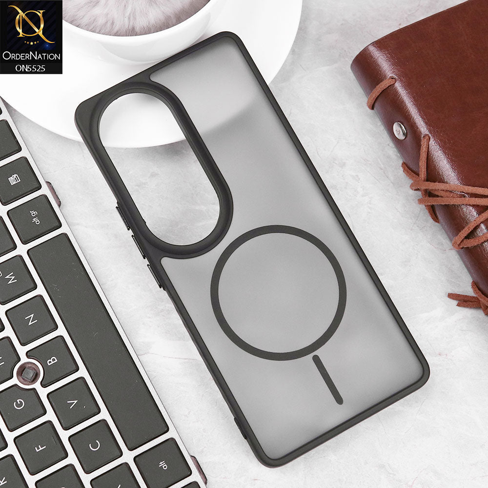 Vivo S19 Cover - Black - New Premium Semi Transparent Magsafe Style Print Case (Magsafe Dose Not Work)
