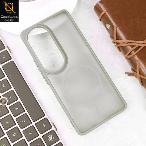 Vivo V40 Cover - Gray - New Premium Semi Transparent Magsafe Style Print Case (Magsafe Dose Not Work)