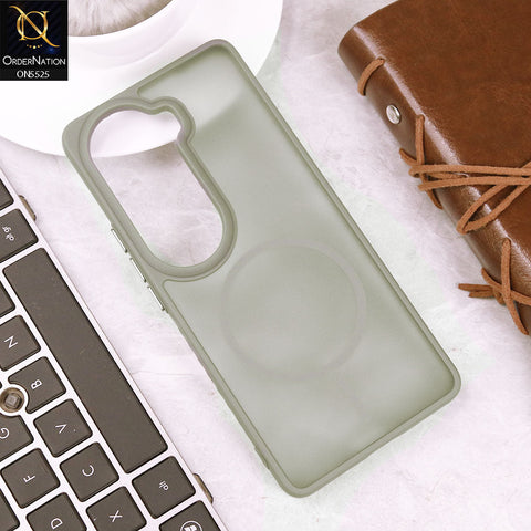 Vivo V40e Cover - Gray - New Premium Semi Transparent Magsafe Style Print Case (Magsafe Dose Not Work)