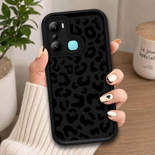 Infinix Hot 20i - Black - Classic Leopard Print - ONation Step Up Series - HQ Liquid Silicone Soft Case