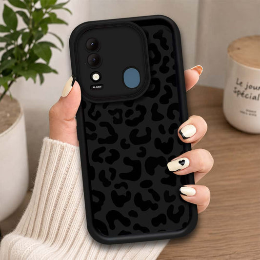 Tecno Spark 8 - Black - Classic Leopard Print - ONation Step Up Series - HQ Liquid Silicone Soft Case
