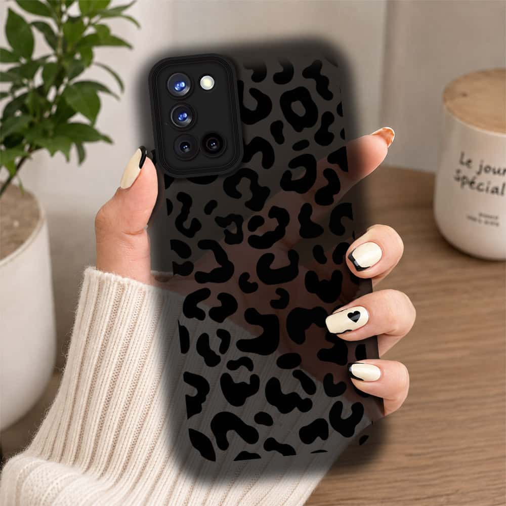 Oppo A52 - Black - Classic Leopard Print - ONation Step Up Series - HQ Liquid Silicone Soft Case