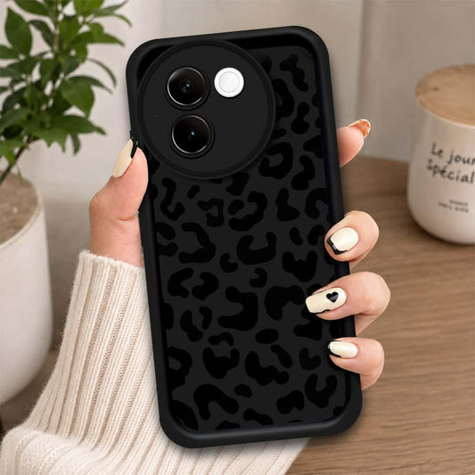 Vivo V30e - Black - Classic Leopard Print - ONation Step Up Series - HQ Liquid Silicone Soft Case