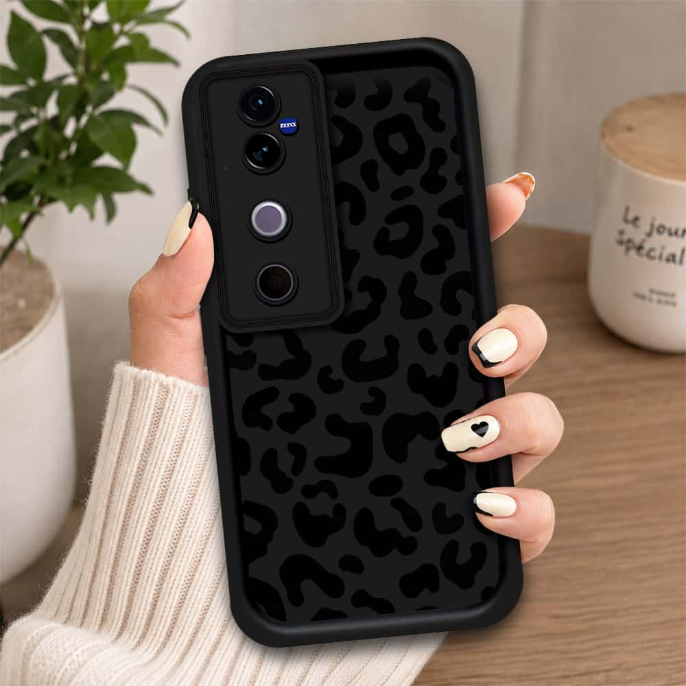 Vivo S19 Pro - Black - Classic Leopard Print - ONation Step Up Series - HQ Liquid Silicone Soft Case