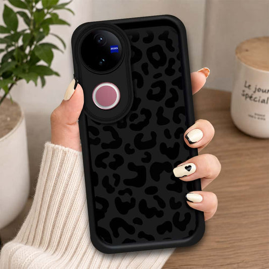 Vivo V50 - Black - Classic Leopard Print - ONation Step Up Series - HQ Liquid Silicone Soft Case