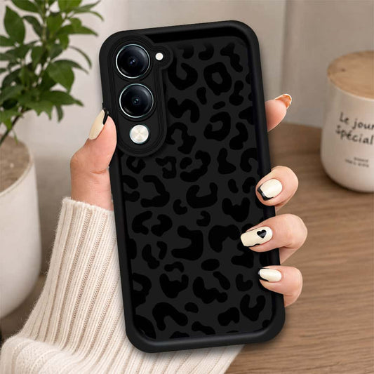 Vivo Y04 - Black - Classic Leopard Print - ONation Step Up Series - HQ Liquid Silicone Soft Case