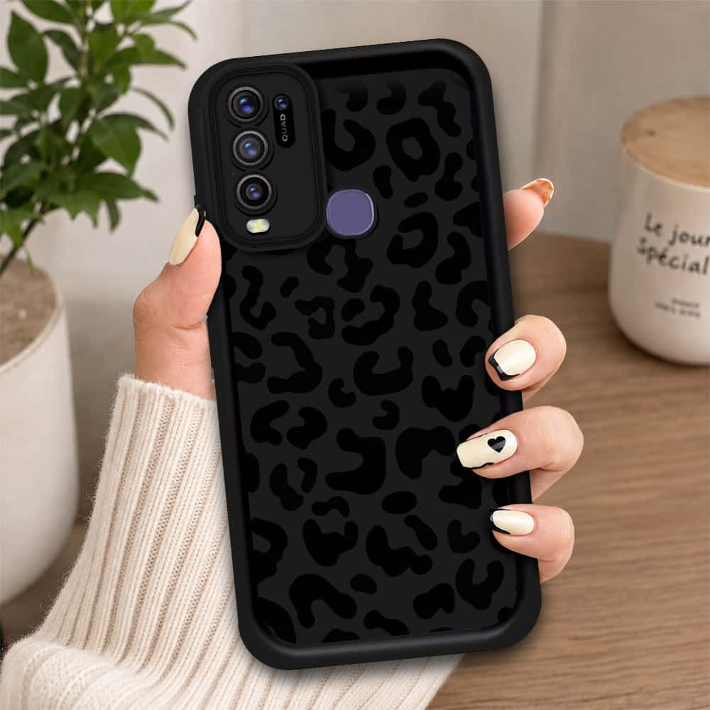 Vivo Y30  - Black - Classic Leopard Print - ONation Step Up Series - HQ Liquid Silicone Soft Case