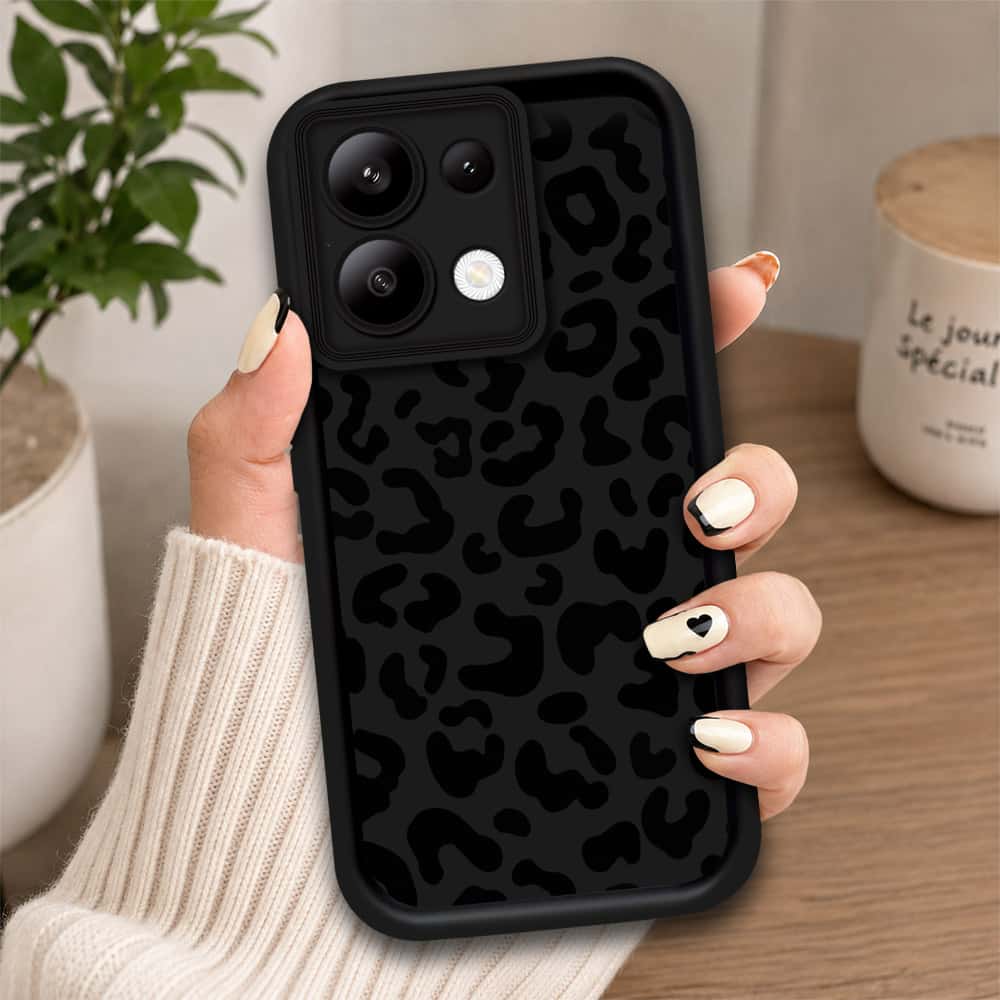 Xiaomi Redmi Note 13 - Black - Classic Leopard Print - ONation Step Up Series - HQ Liquid Silicone Soft Case