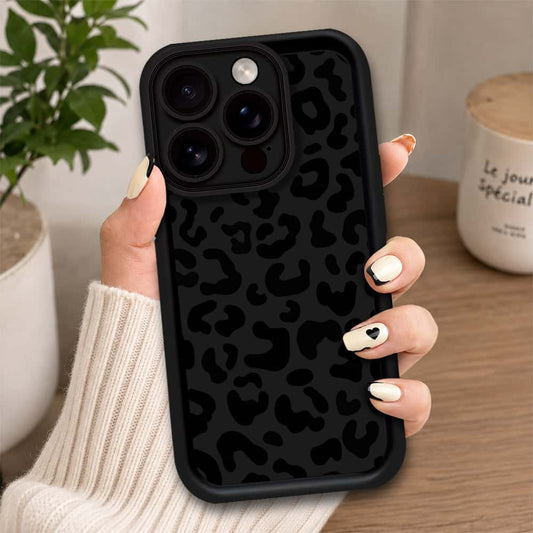 iPhone 15 Pro Max - Black - Classic Leopard Print - ONation Step Up Series - HQ Liquid Silicone Soft Case