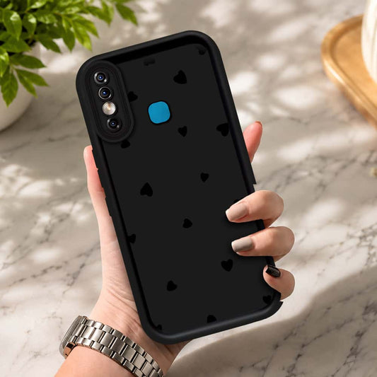 Infinix Hot 8 - Black - Classic Heart Print - ONation Step Up Series - HQ Liquid Silicone Soft Case