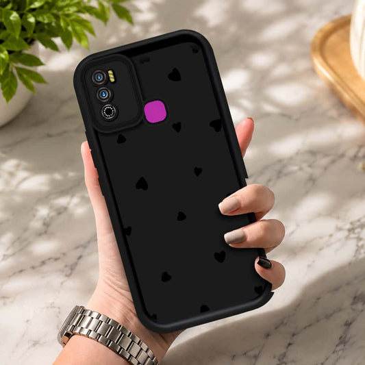 Infinix Hot 9 Play - Black - Classic Heart Print - ONation Step Up Series - HQ Liquid Silicone Soft Case