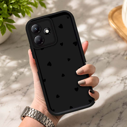 Infinix Hot 30 Play - Black - Classic Heart Print - ONation Step Up Series - HQ Liquid Silicone Soft Case