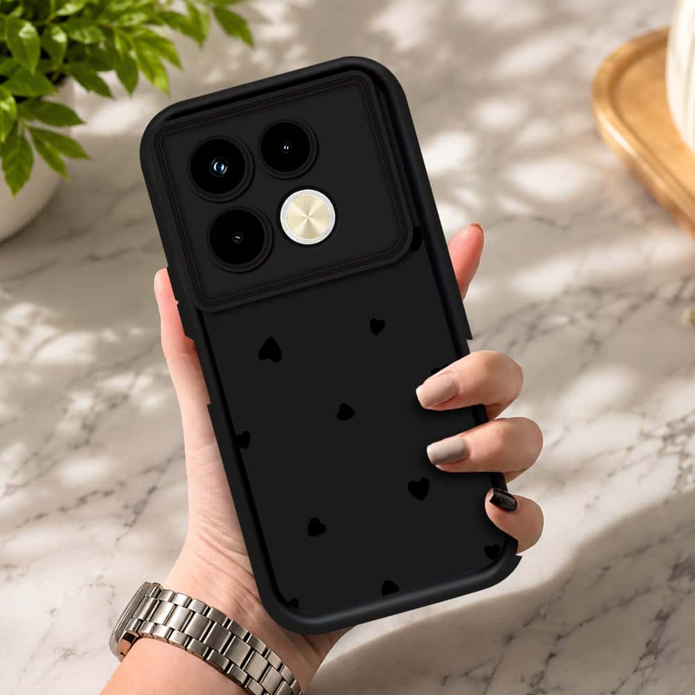 Infinix Note 40 Pro Plus - Black - Classic Heart Print - ONation Step Up Series - HQ Liquid Silicone Soft Case