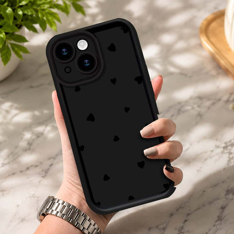 iPhone 14 Plus - Black - Classic Heart Print - ONation Step Up Series - HQ Liquid Silicone Soft Case