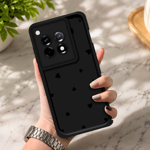 OnePlus 12R - Black - Classic Heart Print - ONation Step Up Series - HQ Liquid Silicone Soft Case
