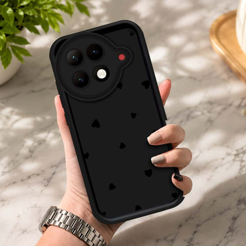 Tecno Camon 30s - Black - Classic Heart Print - ONation Step Up Series - HQ Liquid Silicone Soft Case