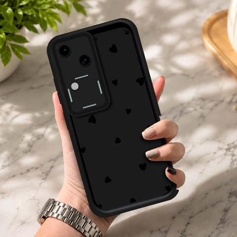 Vivo S18 - Black - Classic Heart Print - ONation Step Up Series - HQ Liquid Silicone Soft Case