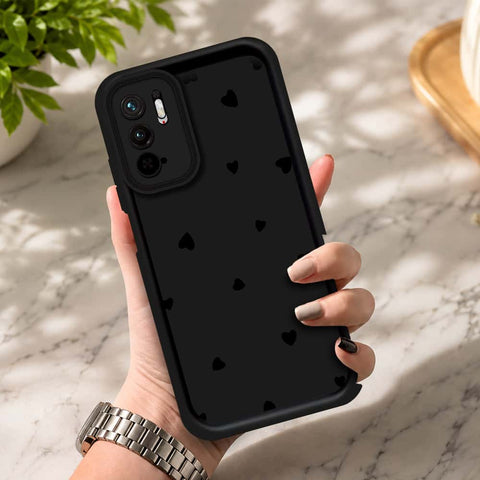 Xiaomi Redmi Note 10T 5G - Black - Classic Heart Print - ONation Step Up Series - HQ Liquid Silicone Soft Case