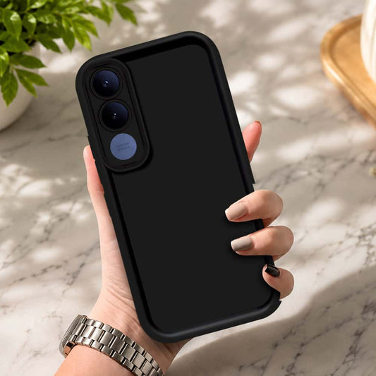 Vivo V70 FE - Black - Classic Heart Print - ONation Step Up Series - HQ Liquid Silicone Soft Case