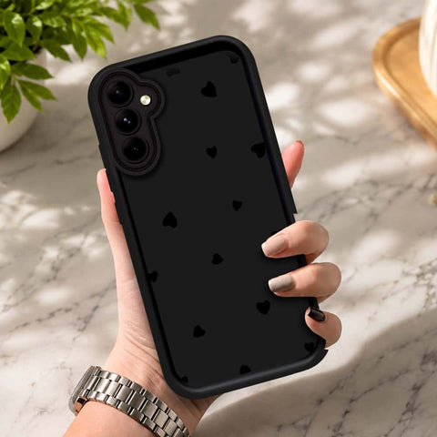 Samsung Galaxy A54 - Black - Classic Heart Print - ONation Step Up Series - HQ Liquid Silicone Soft Case