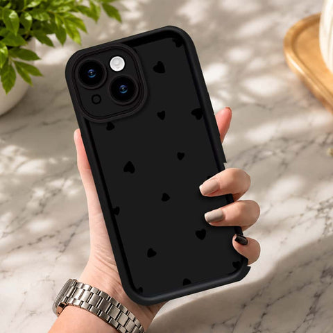 iPhone 15 Plus - Black - Classic Heart Print - ONation Step Up Series - HQ Liquid Silicone Soft Case