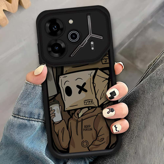 Tecno Pova 6 - Black - D1 - ONation Step Up Series - HQ Liquid Silicone Soft Case