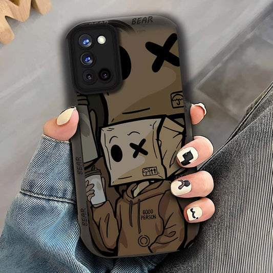 Oppo A92 - Black - D1 - ONation Step Up Series - HQ Liquid Silicone Soft Case