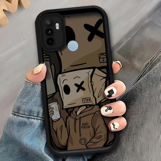 Oppo A53s - Black - D1 - ONation Step Up Series - HQ Liquid Silicone Soft Case