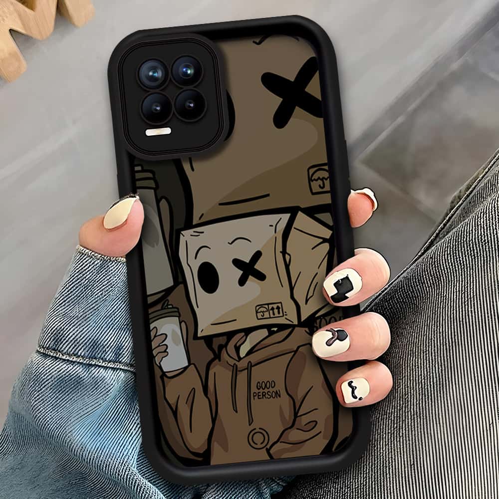 Realme 8 - Black - D1 - ONation Step Up Series - HQ Liquid Silicone Soft Case