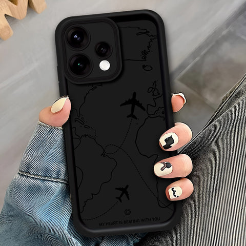 Oppo Reno 15 - Black - Airplane Route Design - ONation Step Up Series - HQ Liquid Silicone Soft Case